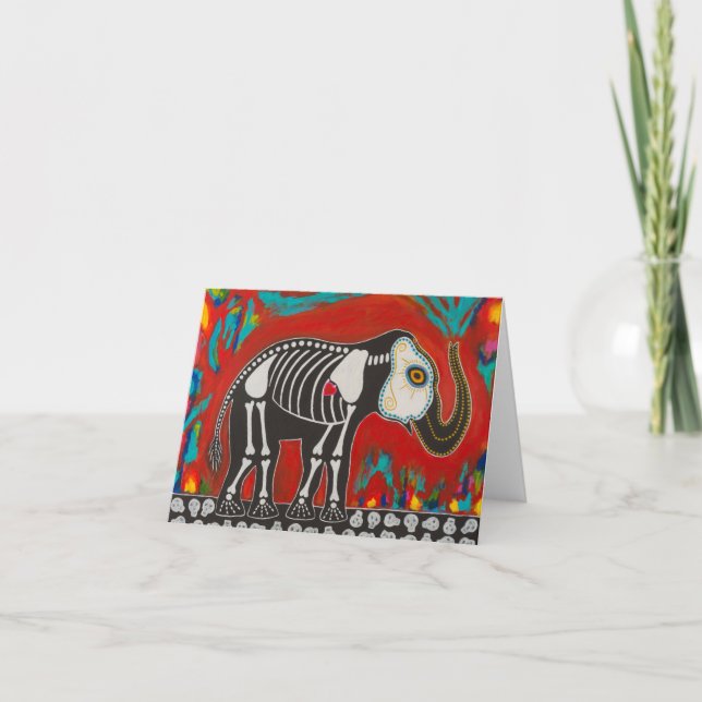 Day of the Dead Elephant Card (Front)
