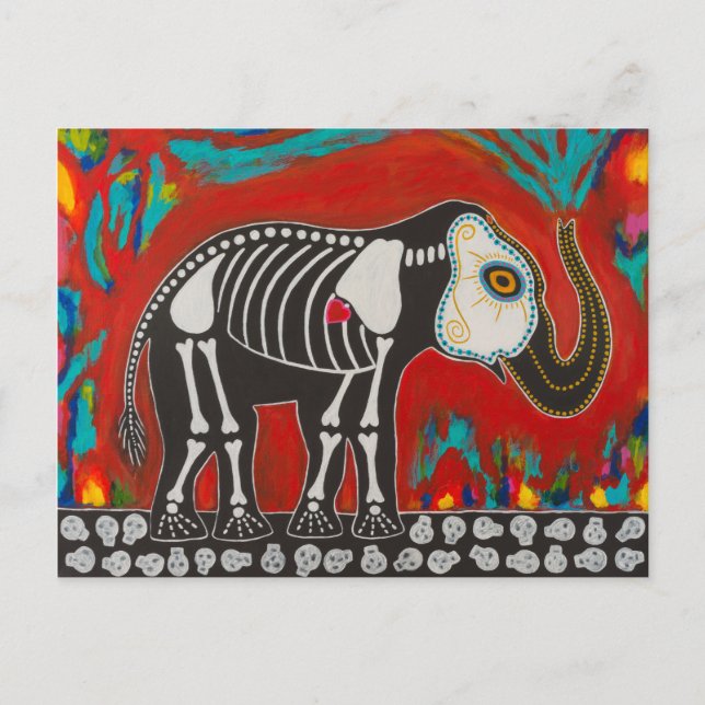 Day of the Dead Elephant Postcard (Front)