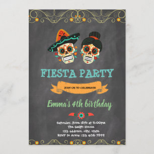 Day of the dead fiesta birthday invitation