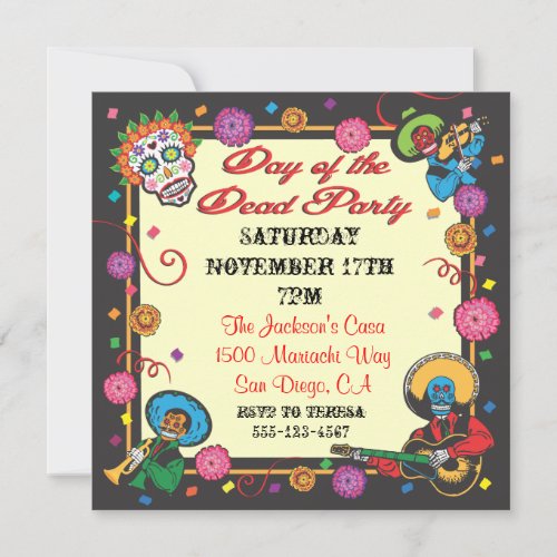 Day of the Dead Fiesta Party Invitations