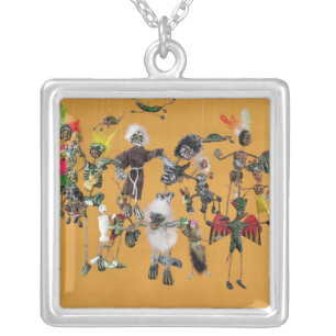 Day of the Dead figures, from Oaxaca Silver Plated Necklace