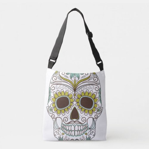 Day of the Dead Floral Skull Crossbody Bag