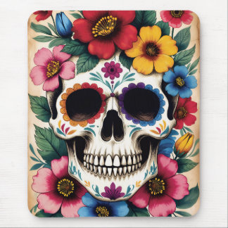 Day of the Dead Floral Skull Mouse Pad