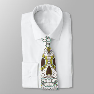 Day of the Dead Floral Skull Neck Tie