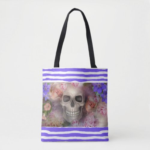 Day of the Dead Floral Skull Tote Bag