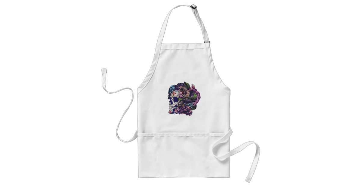 Day Of The Dead Floral Sugar Skull With Flowers Adult Apron Zazzle Com The airport apron, flight line, or ramp is the area of an airport where aircraft are parked, unloaded or loaded, refilled, or boarded. zazzle