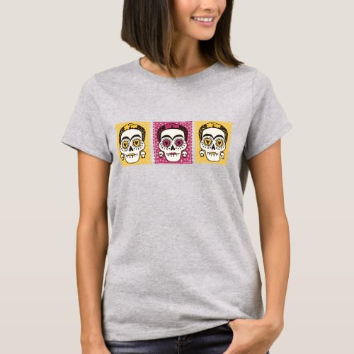 Day of the Dead Frida Kahlo Sugar Skulls T_Shirt