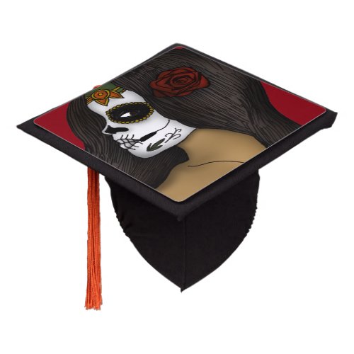 Day of the dead girl graduation cap topper