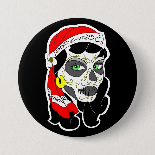 Day of The Dead Girl Pinback Button (Front)