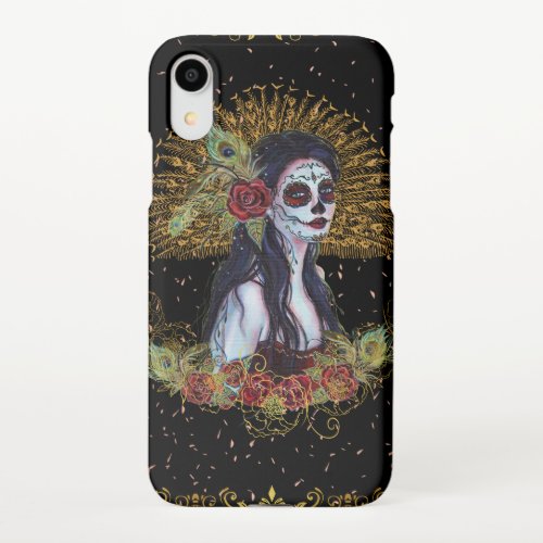Day of the dead gothic art by Renee Lavoie iPhone XR Case