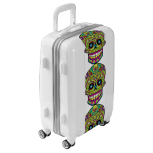 Day of the Dead Green Skull Luggage