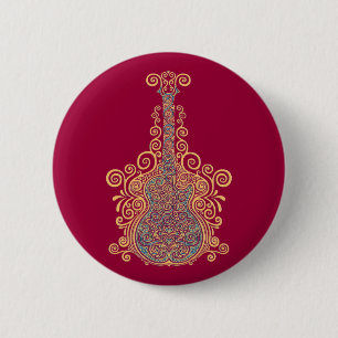 Day of the Dead Guitar Pinback Button