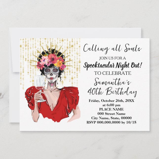 Day of the Dead Halloween Birthday Girls Night Out Invitation (Front)