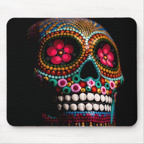 Day of the Dead Halloween Cute Painted Skull Mouse Pad