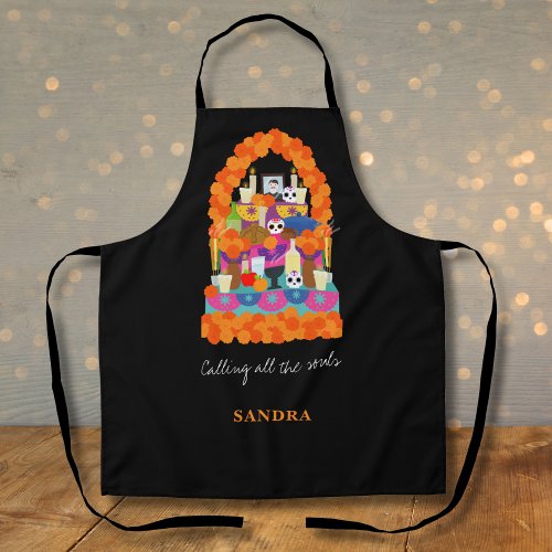 Day of the dead halloween party apron
