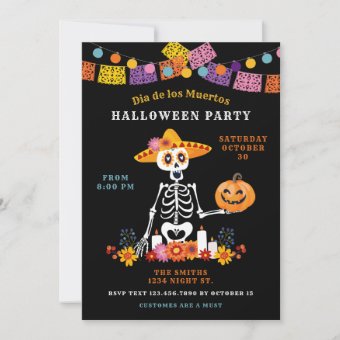 Day of the Dead Halloween Party Invitation | Zazzle