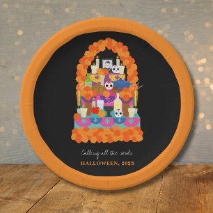 Day of the dead halloween party paper plates