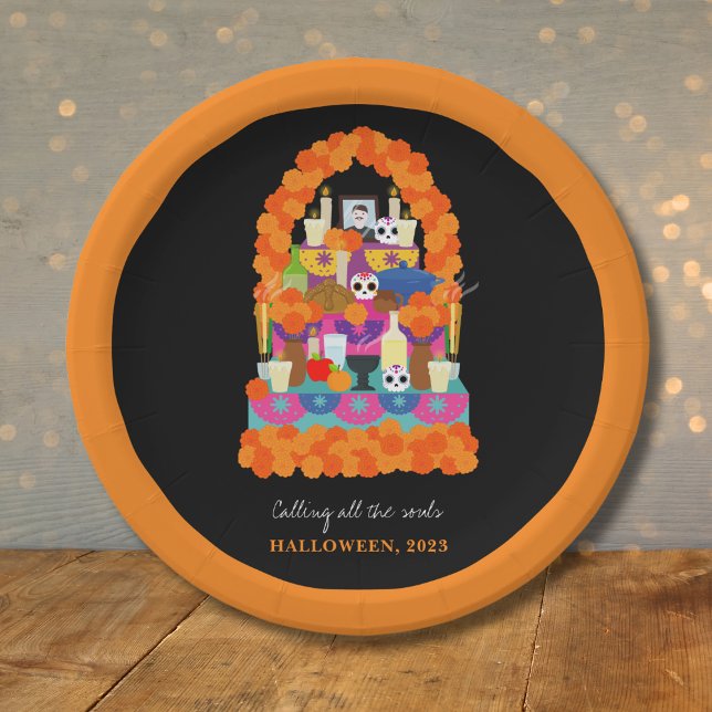 Day of the dead halloween party paper plates (Creator Uploaded)
