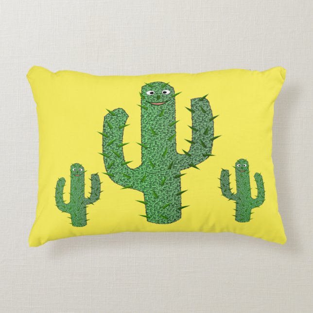 Day of the Dead Happy Cactus Accent Pillow (Front)