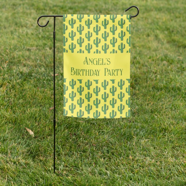 Day of the Dead Happy Cactus Custom Birthday Garden Flag (In SItu)