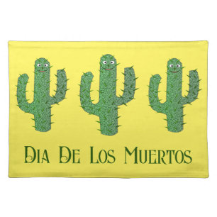 Day of the Dead Happy Cactus Custom Cloth Placemat