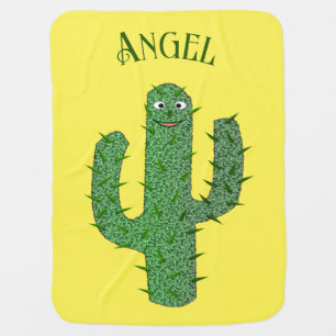 Day of the Dead Happy Cactus Custom Name Baby Blanket