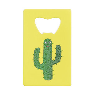 Day of the Dead Happy Cactus Custom Name Credit Card Bottle Opener