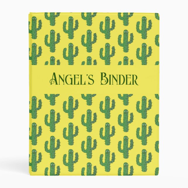Day of the Dead Happy Cactus Custom Name Mini Binder (Front)