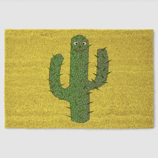 Day of the Dead Happy Cactus Fiber Doormat (Front)