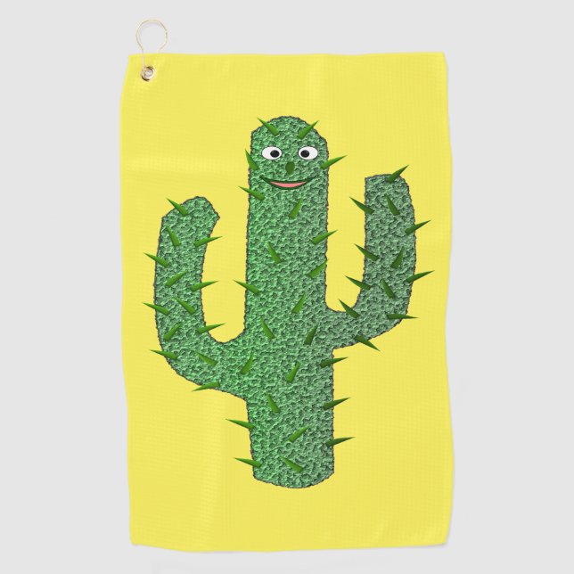 Day of the Dead Happy Cactus Golf Towel (Front)