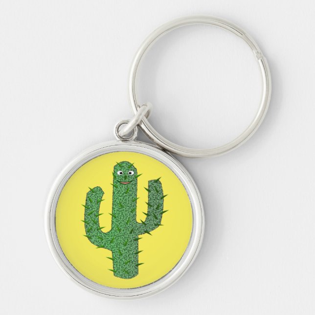 Day of the Dead Happy Cactus Keychain (Front)