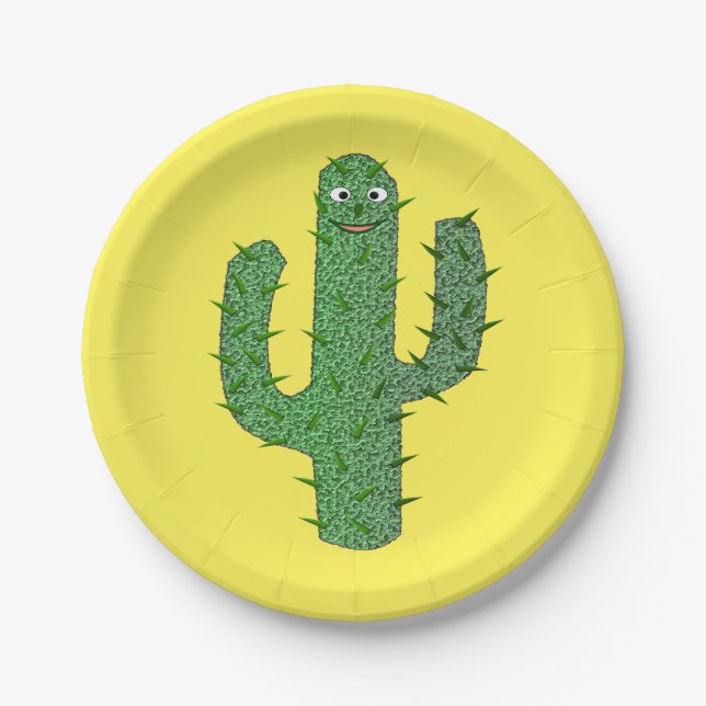 Day of the Dead Happy Cactus Paper Plates (Front)
