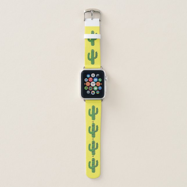 Day of the Dead Happy Cactus Patterned Apple Watch Band (Front)