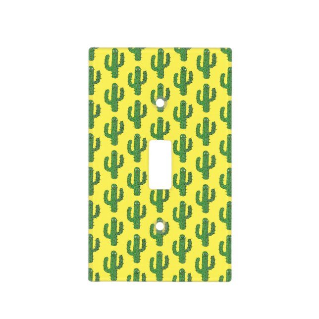 Day of the Dead Happy Cactus Patterned Light Switch Cover (Front)