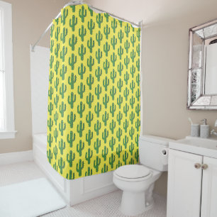 Day of the Dead Happy Cactus Patterned Shower Curtain