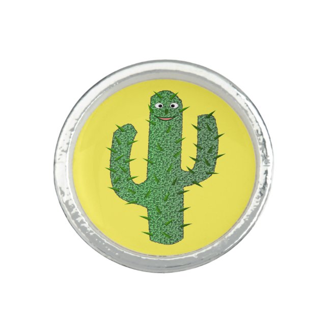 Day of the Dead Happy Cactus Ring (Front)