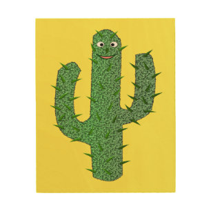 Day of the Dead Happy Cactus Wood Wall Art