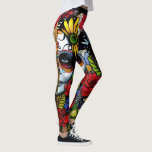 Day of the Dead Leggings<br><div class="desc">Vibrant floral Day of the Dead design on high quality leggings. Rich jewel toned flowers surround a woman's face painted for the Mexican Day of the Dead. Bold and unique. Superior quality leggings perfect for working out or just lounging around. Very lovely!</div>