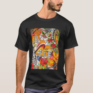 Day Of The Dead Llama Alpaca Sugar Skull Funny T-Shirt