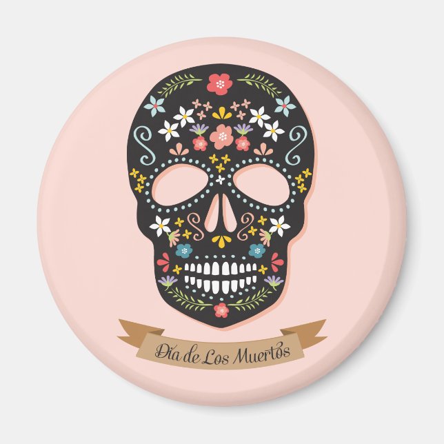 Day of the Dead, magnet - black-pink (Front)