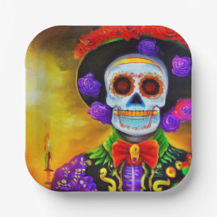 Day of the Dead Man 1 Paper Plates