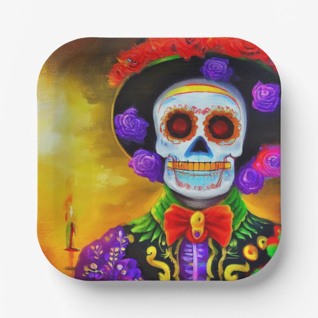 Day of the Dead Man 1 Paper Plates (Front)