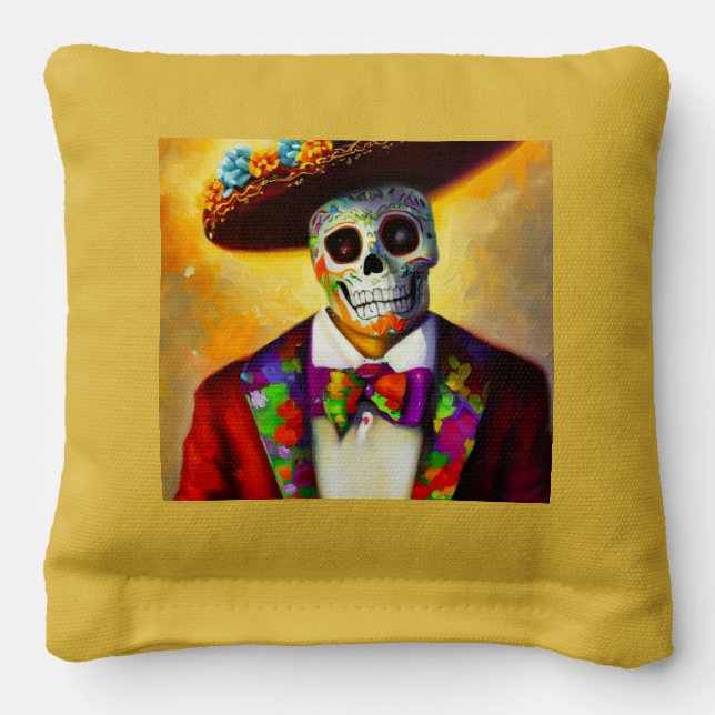 Day of the Dead Man (3) Cornhole Bags (Front 2)