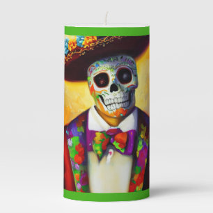 Day of the Dead Man 3 Pillar Candle