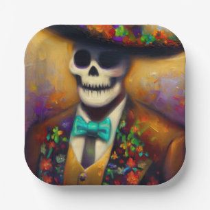 Day of the Dead Man 4 Paper Plates