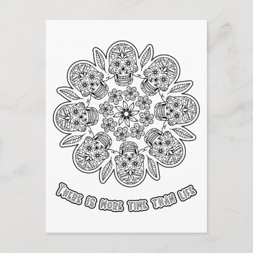 Day of the Dead Mandala Coloring Activity Postcard