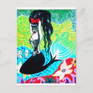 Day of the Dead Mermaid Art Postcard