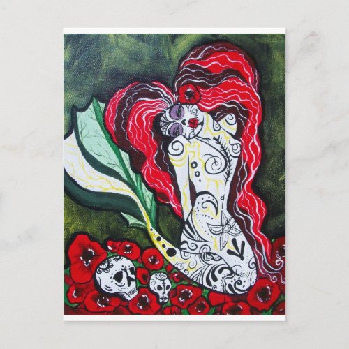 Day of the Dead Mermaid HEART Postcard