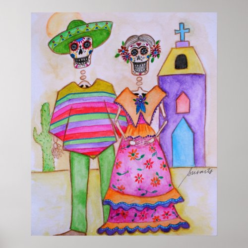 DAY OF THE DEAD MEXICAN ARTIST COUPLE POSTERS