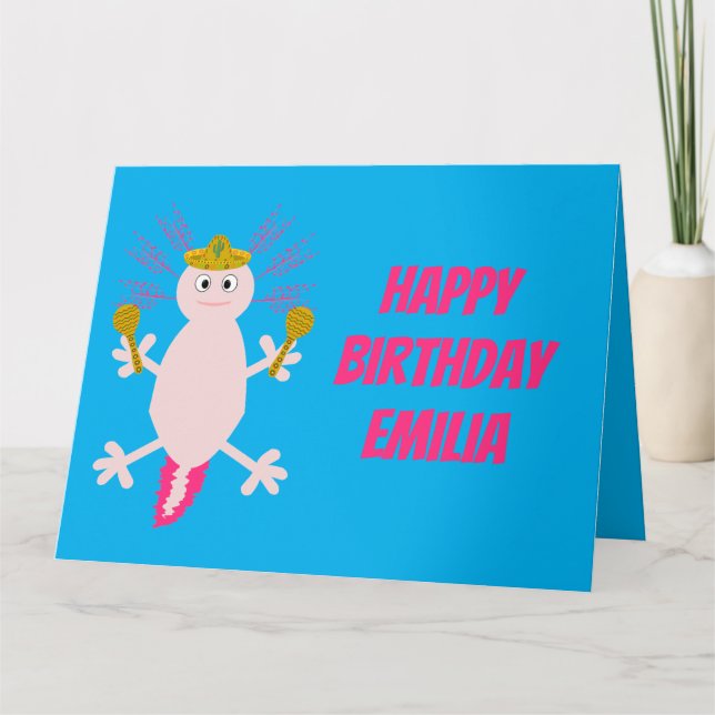 Day of the Dead Mexican Axolotl Birthday Card (Front)